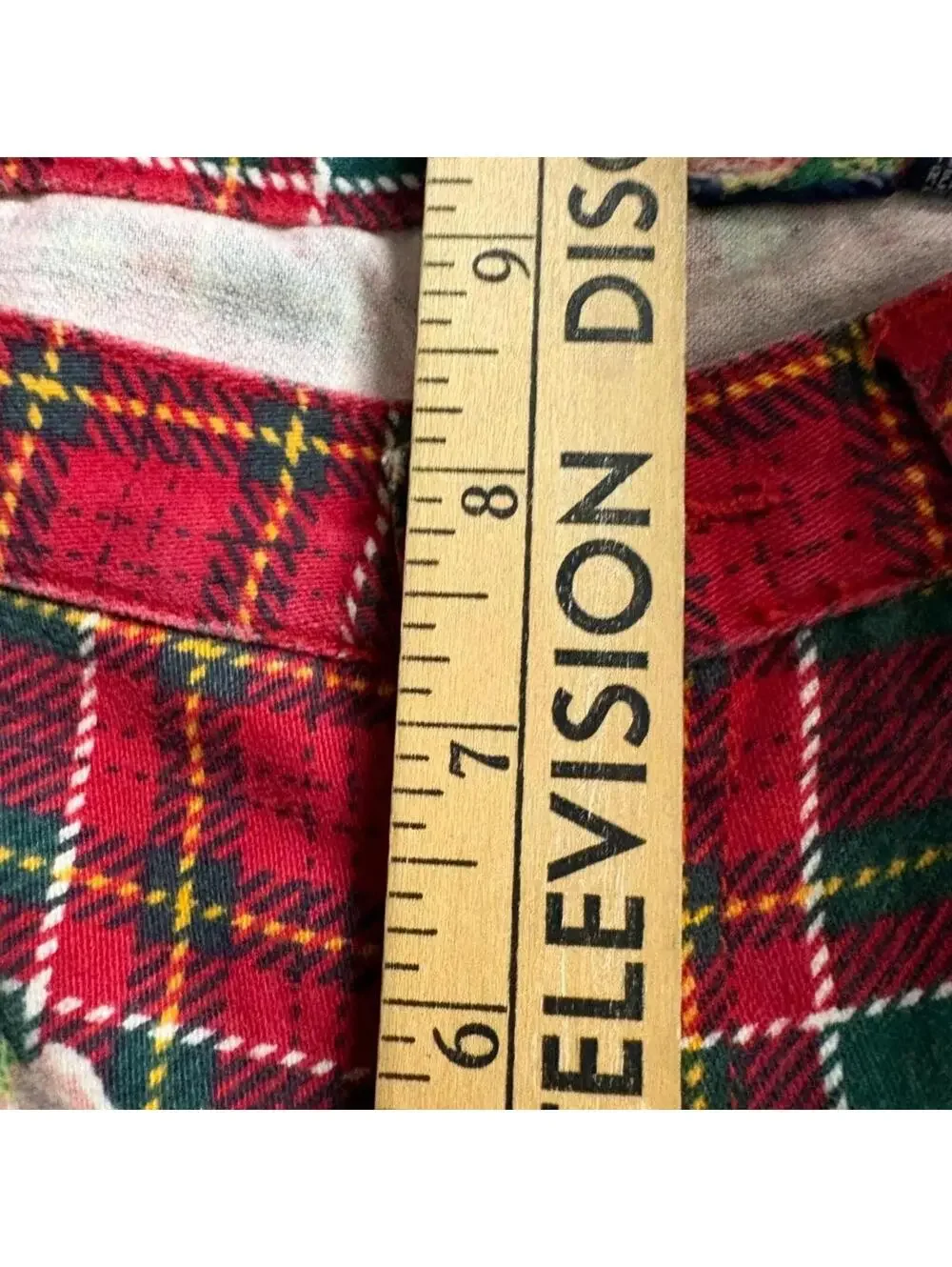 Vintage Gap Denim Plaid Floral Jeans Womens 26 Red Tartan Rose Print 90s - Picture 6 of 11